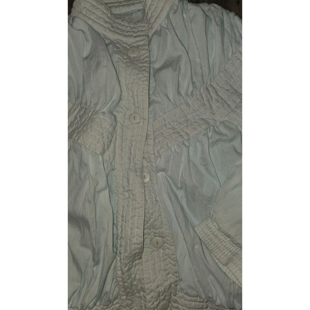 Vtg 80s Abraxas Women Crepe Pleated Windbreaker Jacket Large Blue Puff‎ Sleeves - Picture 3 of 8